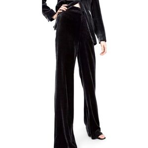 Zara High-Waisted Velvet Straight/Wide Leg Pants